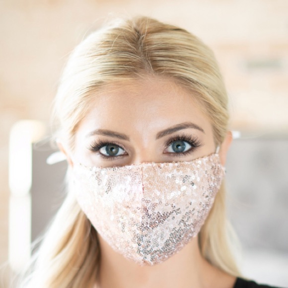 Angel Wear Accessories - ROSE GOLD GLITTER SEQUINS HOLIDAY FACE MASK